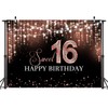Sensfun Sweet 16 Birthday Party Backdrop Rose Gold Shiny Glitter