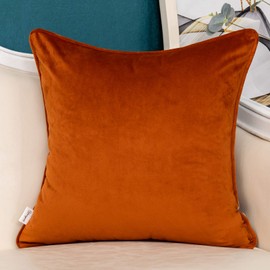 Yangest Orange Striped Patchwork Throw Pillow Cover Gold Leather Cushion Cover Zippered Pillowcase for Sofa Couch Bedroom Living Room Home Decoration,20x20 Inch