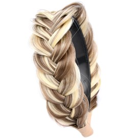 BOBIYA Wide Braided Headband with Teeth Braid Headbands With Teeth for Women Braided Hair Headbands with Tooth (Light Highlighted)