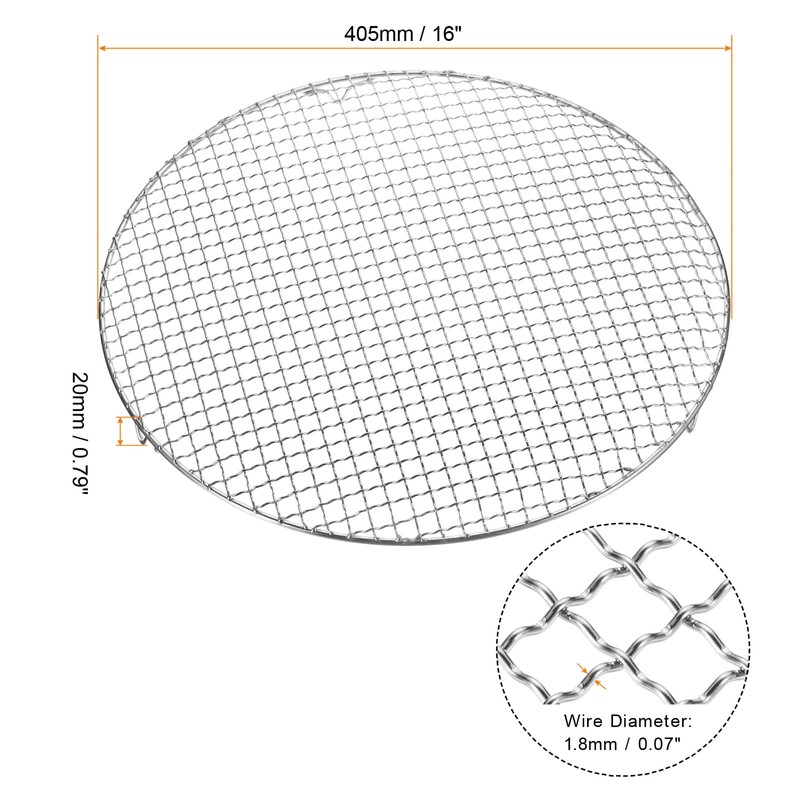 HARFINGTON Round Cooking Rack 16-inch 201 Stainless Steel Cross Wire