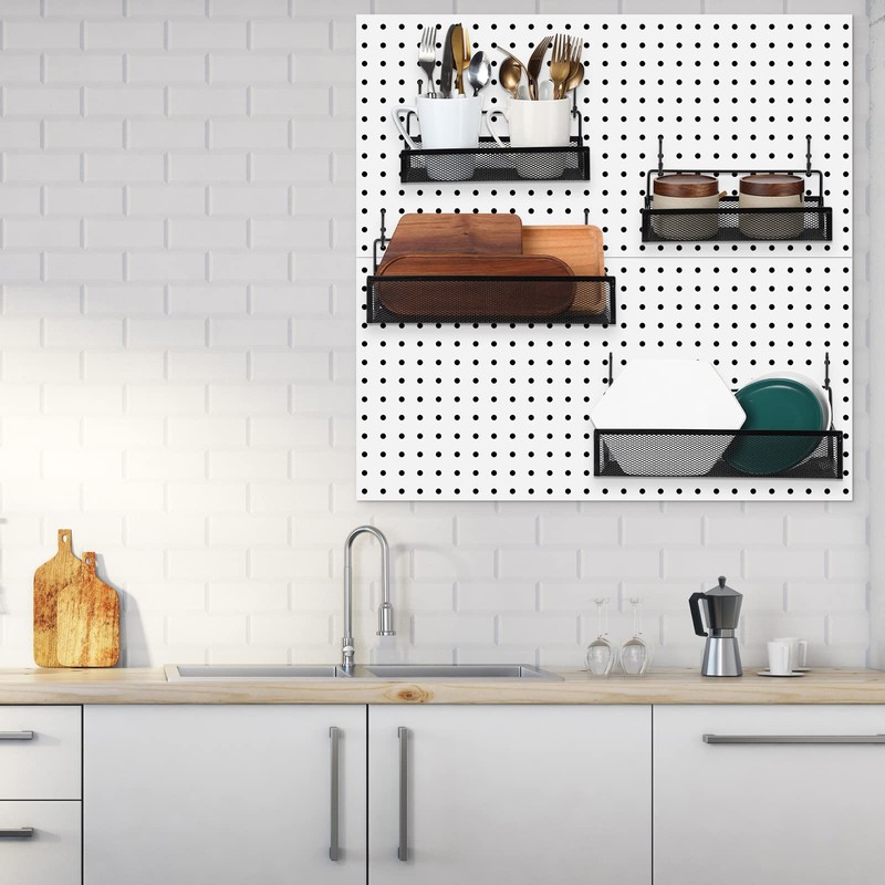Shimeyao Pegboard Baskets Bins Set 4 Pcs Metal Pegboard Baskets