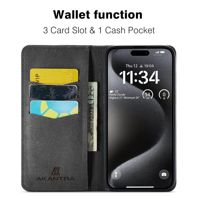 AKANTRA Alcantara Flip Case for iPhone14 Pro Max,Handmade Fully-Wrapped Synthetic