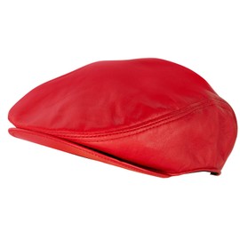 Mens Red Flat Hat Leather Beret Newsboy Gatsby Golf Cabbie Cap M