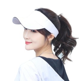 G-tiamo Women's Sun Visor, Cap, Hat, Sun Protection, Sun Protection, Breathable, Lightweight, Quick Drying, UV Protection, UV Protection, Golf, white