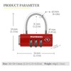 munkees TSA Approved Luggage Lock, 3-Digit Combination, Metal Construction (Red)
