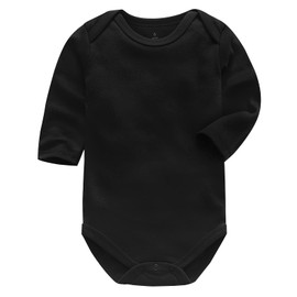 OPAWO Unisex Baby Bodysuit Vests Cotton Long Sleeve Baby Grow Boys and Girls 0-24 Months Pack of 3 (Black/White/Grey L,6-9 Months)