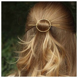 Iaceble Minimalist Hollow Circle Hair Slide Gold Circle Hair Stick Barrette Open Circle Hair Clip Geometry Bun Holder Clips Circle Hair Barrette Accessory for Women and Girl Metal Headpiece