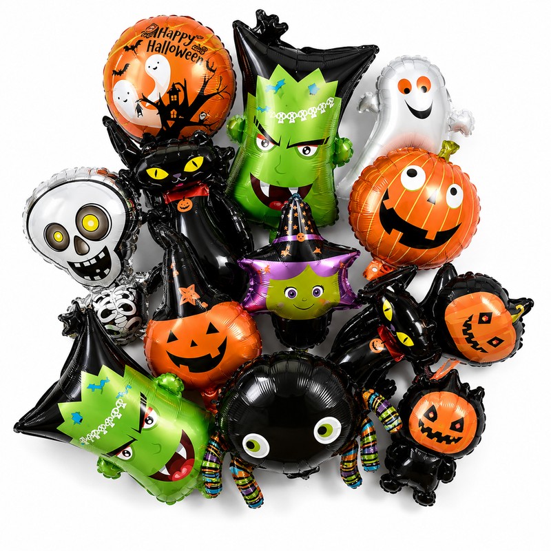 Mini Halloween Foil Balloons – Bat, Pumpkin and Skull Party