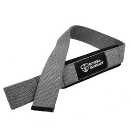 Steel Sweat - Lifting Wrist Straps for Weightlifting, Bodybuilding, Powerlifting, Strength Training, & Deadlifts - Padded Neoprene with 18 inch Cotton (Grey, Large)