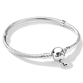 Jokmeo Snake Link Bracelet 925 Sterling Silver Women's Bracelet for Charm Beads, Silver Jewellery for Valentine's Day, Mother's Day, Birthday, Christmas, Gift for Women (Love), Silver