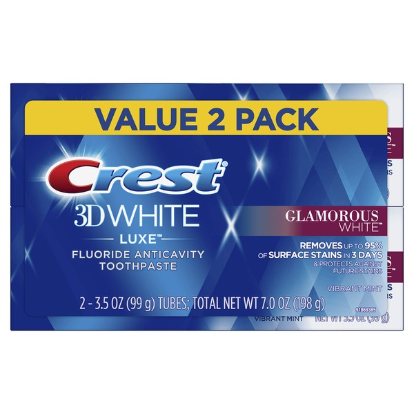 Crest Twin Pack 3D White Luxe Glamorous White Toothpaste, 3.5 Ounce (Pack of 2)