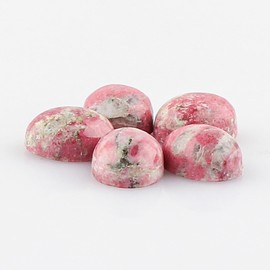 CRYSTALINES Wholesale 5pcs Natural Thulite Gemstone Cabochons, Polished Crystals, Wire Wrapping, Jewelry Making Supply, Bulk Loose Stones, Chakra Healing Crystals, Gem Collection, 10x8mm