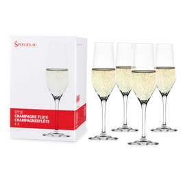 Spiegelau Style Champagne Wine Glasses, Set of 4, European-Made Lead-Free Crystal, Classic Stemmed, Dishwasher Safe, Professional Quality Wine Glass Gift Set, 8.5 oz