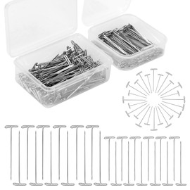 Pack of 200 T Needles, Stainless Steel T Pins with 2 Independent Boxes for Wig Making, Blocking Craft, Knitting, Sewing, Jewellery, Display Cases (2 Sizes, 1.5 Inches / 2 Inches)