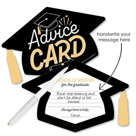 Big Dot of Happiness Goodbye High School, Hello College - Grad Cap Wish Card Graduation Party Activities - Shaped Advice Cards Game - Set of 20