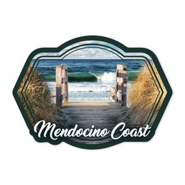 Die Cut Sticker Mendocino Coast, California, Stairs to Beach, Contour Vinyl Sticker 1 to 3 inches (Waterproof Decal for Cars, Water Bottles, Laptops, Coolers), Small