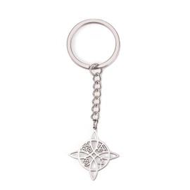 VASSAGO Witches Knot Keychian for Women Men Celtic Witch Knot Pendent Keychain Stainless Steel Triskele Triskelion Charm Amulet Pagan Wiccan Jewelry Gift (Steel B)