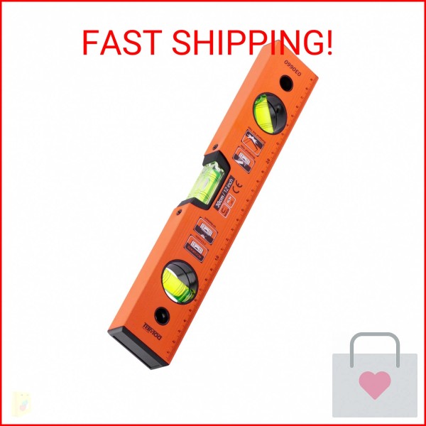 DOWELL 12 Inch Magnetic Spirit Level with Metric Scale, 3
