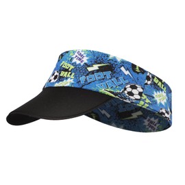 Kids Sun Visor Hat UPF 50+ Portable Cap Sports Boys Running Beach Football Golf Hats Girls High Ponytail Tennis Hat (US, Alpha, One Size, Style 2(Football))