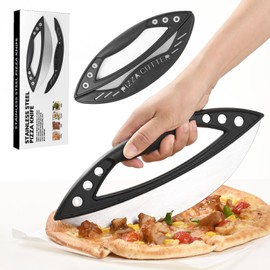 Komost Pizza Cutter Rocker Blade 12 Inch, Stainless Steel Pizza Slicer Cutter with Cover, Pizza Knife Essential Kitchen Tools