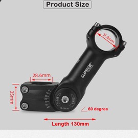 CYSKY Bike Adjustable Stem 31.8 130mm 0-60° Degree Aluminum Alloy MTB Stem Handlebar Stem for Mountain Bike, Road Bike, MTB, BMX, Cycling (130mm)