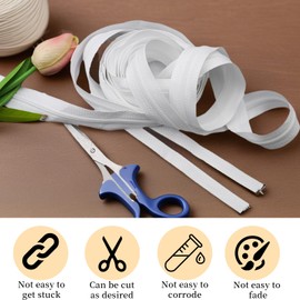 Zips for Sewing, 20 Meter White Zipper, Replacement Sewing Zippers for Repair DIY Crafts with 20 Pulls Zipper Sliders
