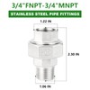 TAISHER 2PCS 304 Stainless Steel Union, 3/4" NPT Male x
