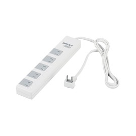 BUFFALO BSTAPSD21015WH 2-Pin Power Strip, 10-Outlet Type, Lightning Surge Prevention/Central Switch, 3.9 ft (1.5 m), White