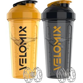 VELOMIX -2 Pack- 28 oz Protein Shaker Bottles for Protein Mixes - 2x Wire Whisk | Leak Proof Shaker Cups for Protein Shakes and Pre Workout | Protein 