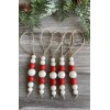 Handmade Set of 5 Natural & Red Wood Bead Christmas