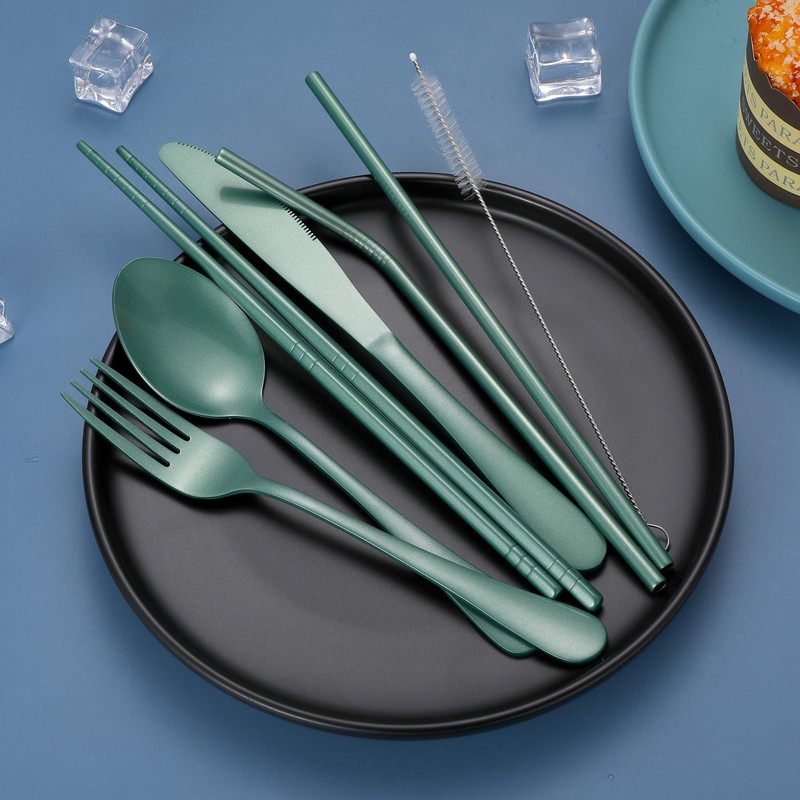 Portable Stainless Steel Flatware Set, Travel Camping Cutlery Set, Portable