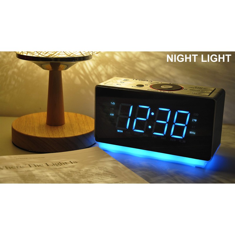 Alarm Clock Radio with Bluetooth Speaker, Digital FM Radio, Dual