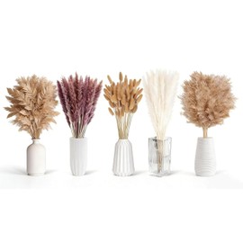 HONGHCL Pampas Decorativas Secas 120pcs - Plantas Naturales Suaves y Esponjosas, Colas de Conejo, Espigas de Trigo Decorativas para Hogar, Boda, Eventos, Bohemio