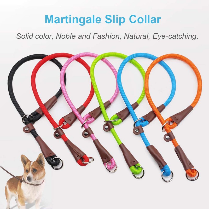 MayPaw Slip Collar Nylon Rope Adjustable Collar for Dog Training-