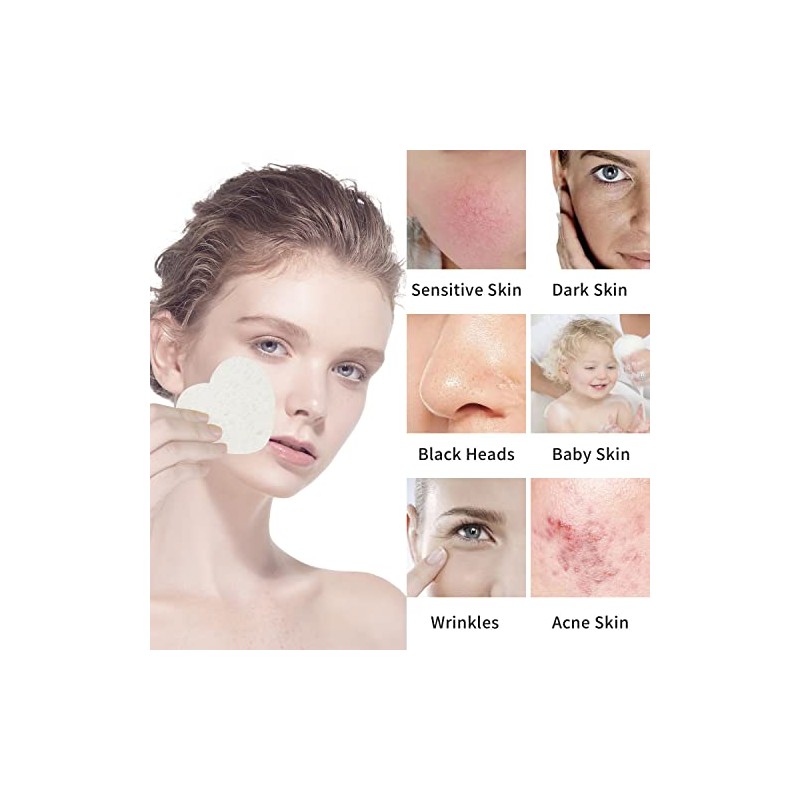 50 esponjas faciales comprimidas, 100% natural de celulosa esponjas profesionales