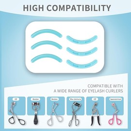 Soft Silicone Rubber Eyelash Curler Refills Compatible with Shiseido, Tweezerman, Revlon, Shu Uemura, Surratt, e.l.f Eyelash Curler for Travel Portable Carry,Comestic Accessory,6PCS,Blue