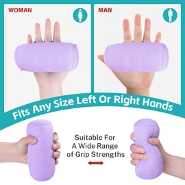 ENLUNTRA Palm Grips（2 Pcs）, Hand Contracture Cushions, Finger Grips, Finger Splitter, Palm Protector for Hand Contracture, Grip Strengthener Pad for Elderly, Stress Relief, Sweat Resistant(Purple)
