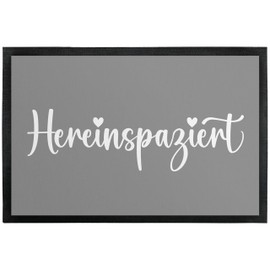 True Statements Doormat "Hereinspaziert" - Heart - Funny Decorative Door Mat as a Housewarming Gift for Indoor and Outdoor Use - Entrance Rug with Various Designs - Thin Non-Slip 50 x 35 cm