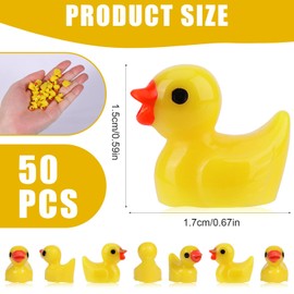 Pack of 50 Mini Resin Ducks, Miniature Ducks Gnome Tiny Ducks to Hide Small Ducks Mini Resin Figures Mini Resin Animals Decorations for DIY Crafts Party Micro Landscape Ornaments