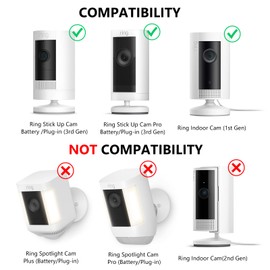 2-Pack Adjustable Wall Mount for Ring Stick Up Cam Pro, 360° Swivel Design for Perfect Viewing Angle, Weatherproof Security Camera Mount, Ideal for Indoor/Outdoor Installation - White