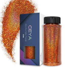 Ceya Holographic Ultra Fine Glitter, 3.5 oz/100 g, Laser Light Copper Glitter 0.2 mm for Slime, Epoxy Resin Craft Cups, Jewellery, Nail Art, Festival, Make-Up, Painters