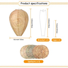 Qualirey 6 Pcs Fake Wasp Nest Decoy Waterproof Paper Hanging Wasp Nest Lanterns Deterrent for Home Outdoor Garden Hornets Yellow Jackets