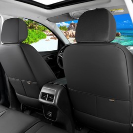 Huidasource Chevy Colorado Seat Covers Full Set, Full Coverage Leather Pickup Seat Cushion Cover Accessories Fit for Colorado Crew Cab Work Truck 2015-2022, Not for Z71 LT ZR2(Full Set/Black)