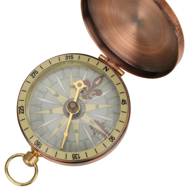 Vbest life Portable Vintage Retro Compass Metal Copper Flip Cover