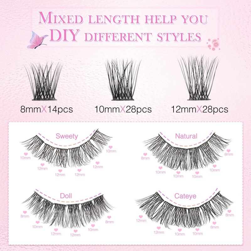 EMEDA DIY Eyelash Extensions Mix D Curl 8 mm 10