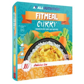 ALLNUTRITION FITMEAL Healthy Ready Meal - Quick Easy Preparation Shelf Life No Preservatives - No Refrigeration Delicious Filling Fit Low Calorie - 420g Curry