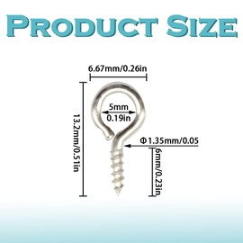 Hocansen 300 Pieces Eye Pins 13x6mm Small Screw Eye pins Hooks Mini Eye Hooks Screw in for Cork Top Bottles DIY Jewelry Making (13 * 6mm)