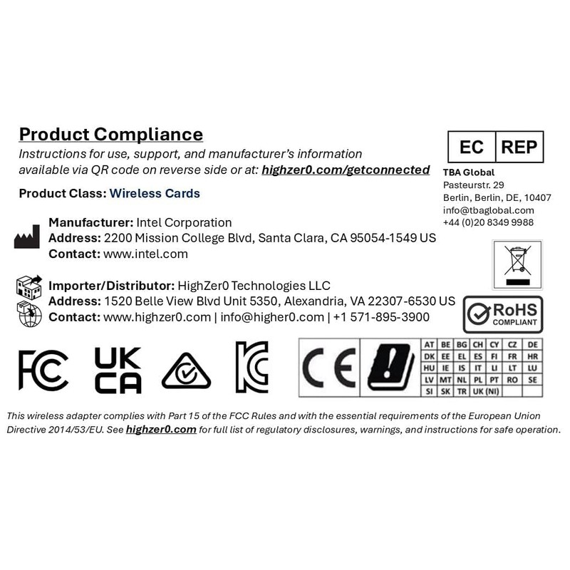 HighZer0 Electronics Wireless-AC 3168 Legacy Wi-Fi Adapter | 433Mbps WiFi