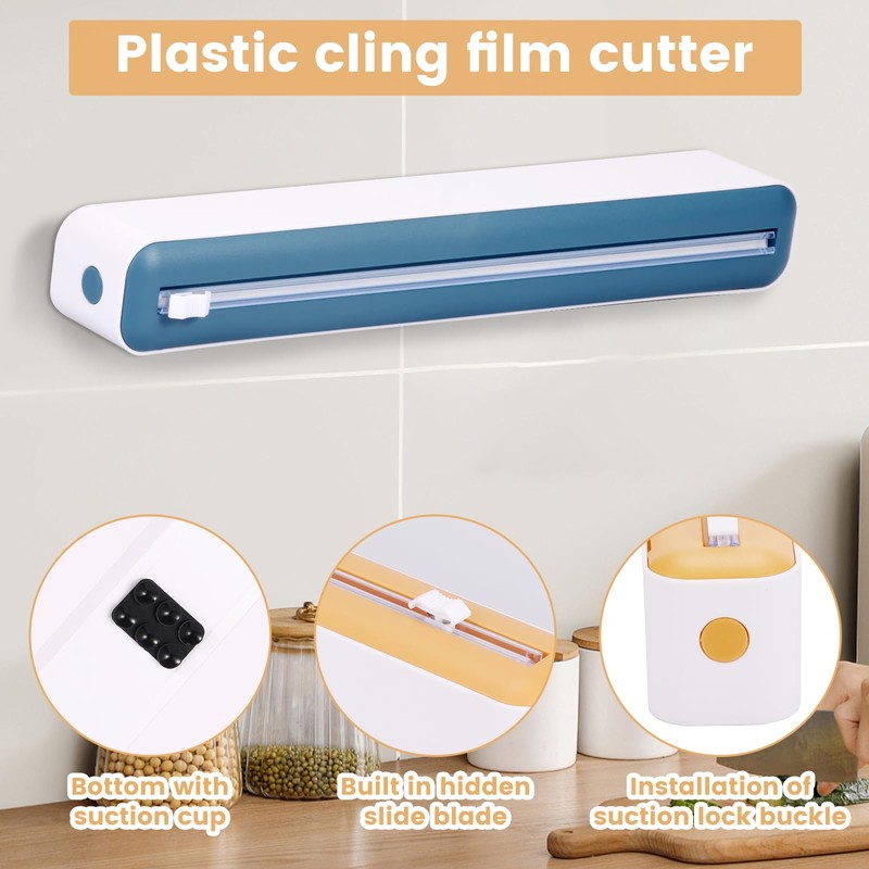 AwObEpl 3PCS Cling Film Wrap Dispenser with Cutter,Waterproof Plastic Wrap