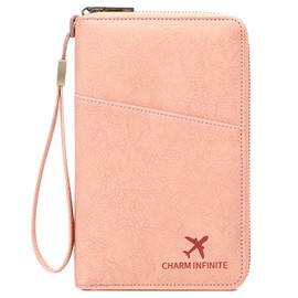 Toctax Passport Bag Family Travel Organiser with RFID Blocker, Passport Organiser Passport Holder for Men and Women, pink, Modern